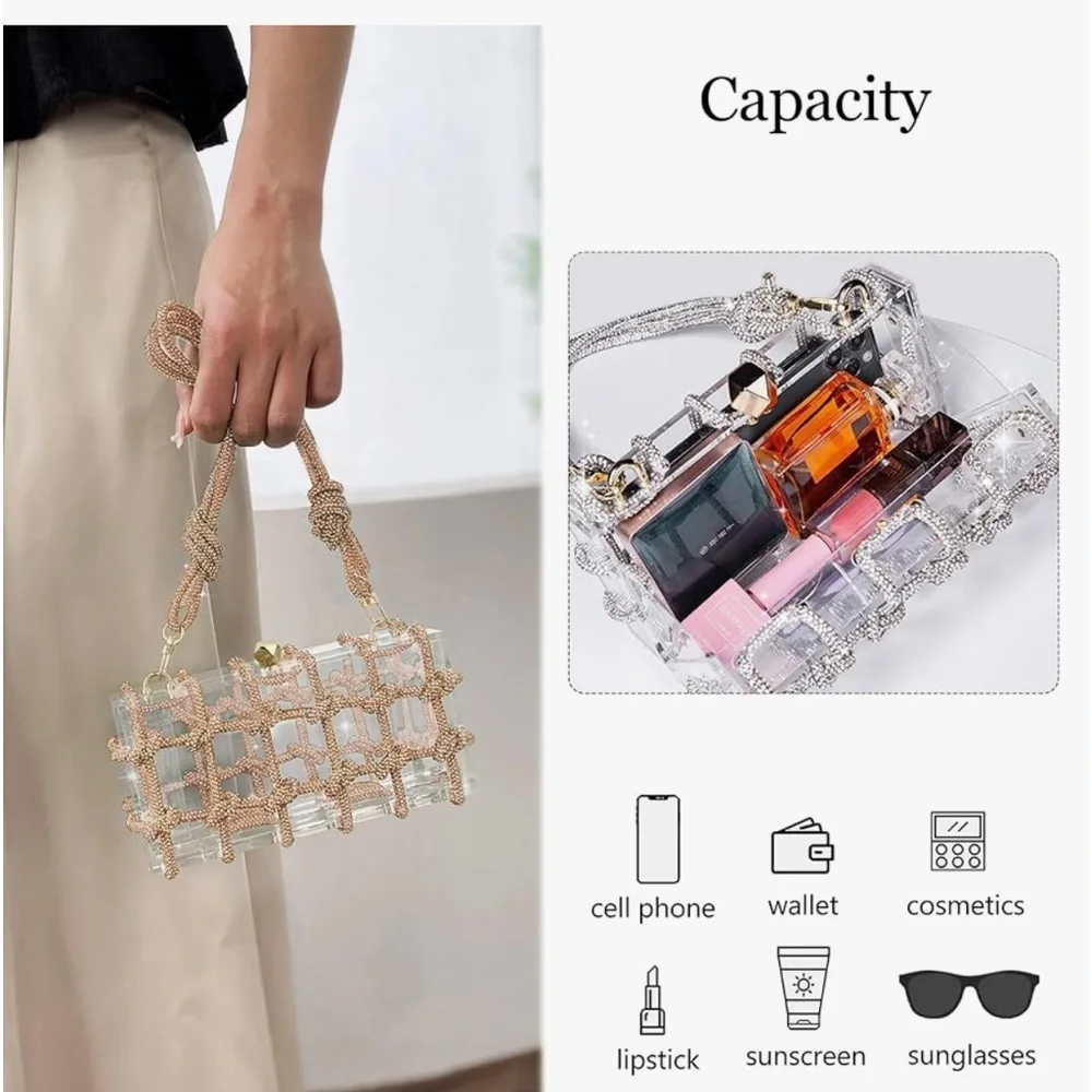 Acrylic evening clutch with rhinestones. - Picture 3 of 5